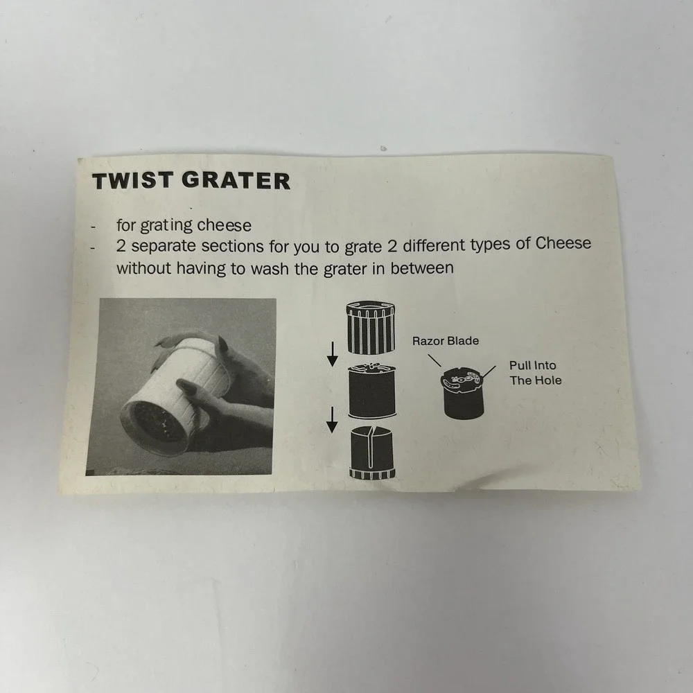 Hand Held Twist Cheese‎ Grater With Dual Compartments